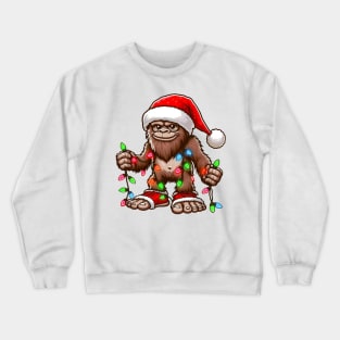 Bigfoot Santa Christmas Tree Lights Crewneck Sweatshirt